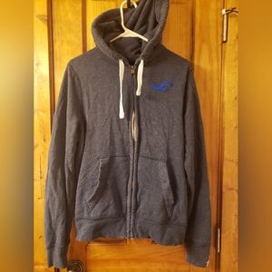 Hollister Zip-up Hoodie-dark gray/blue
